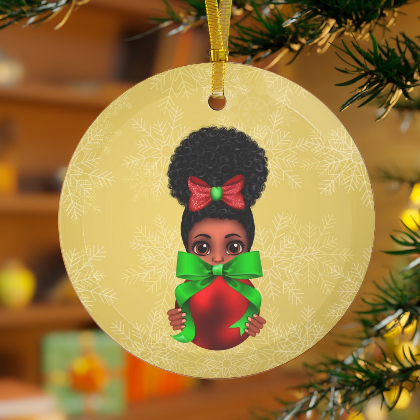 Girl Christmas Glass Ornament