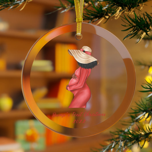 Bump's First Christmas Afro Glass Ornament