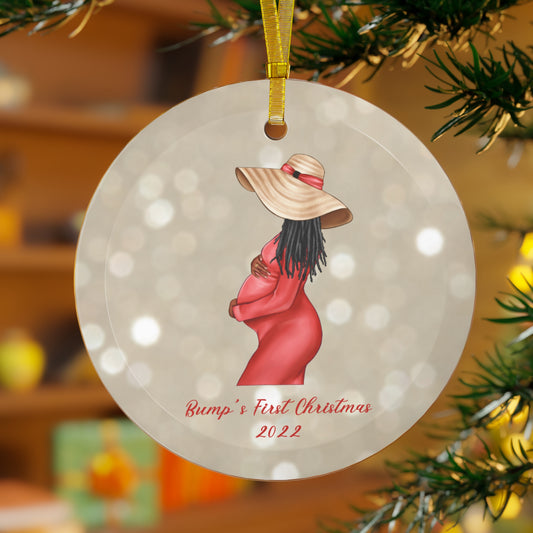 Bump's First Christmas Locs Glass Ornament